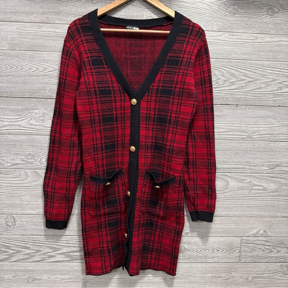 Fashion Nova Mini Dress Power Hour Plaid Red Black Size XL Old Money Classic